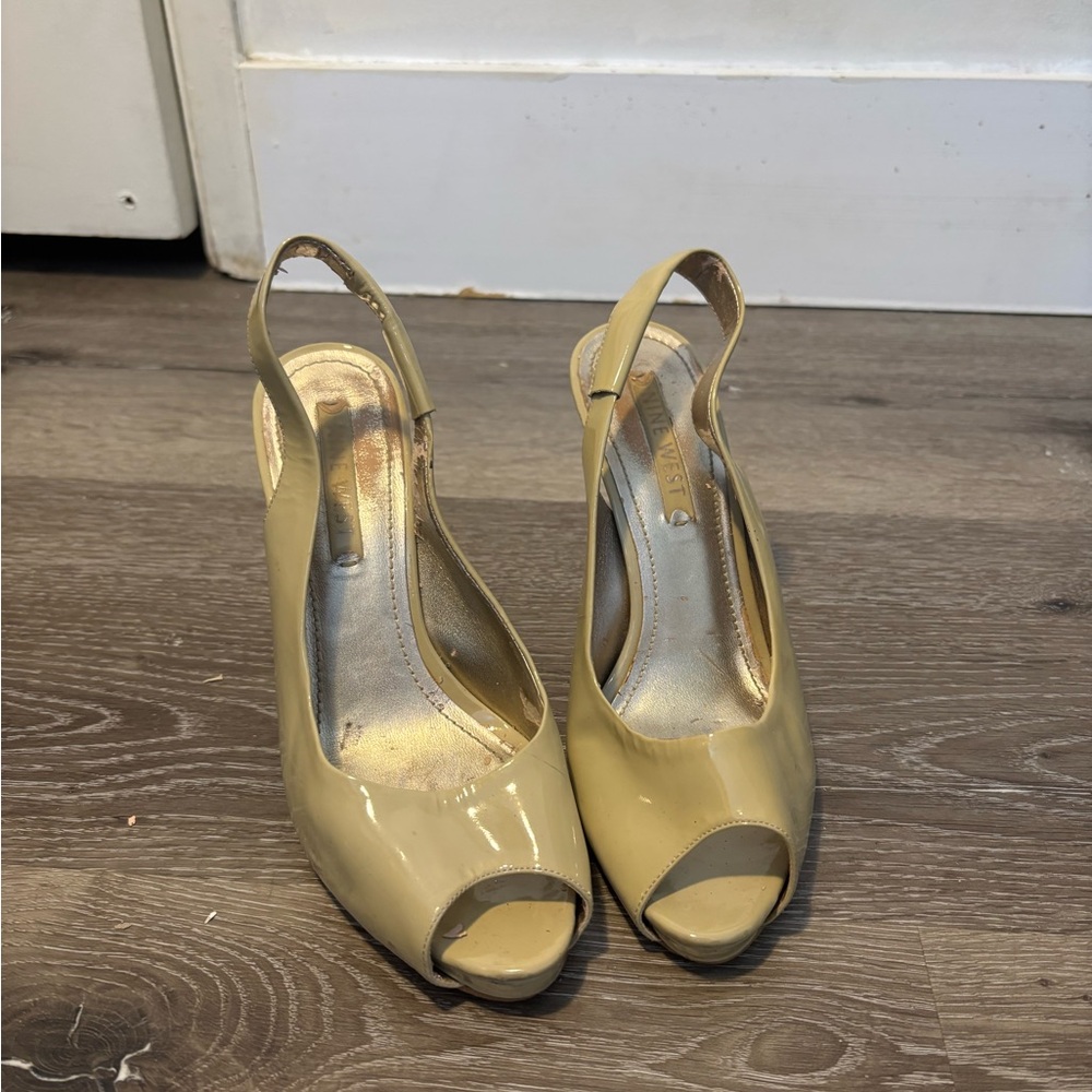 Nine West Metallic Gold Slingback Heels